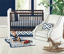 Oilo Wheels Crib Skirt - Cobalt